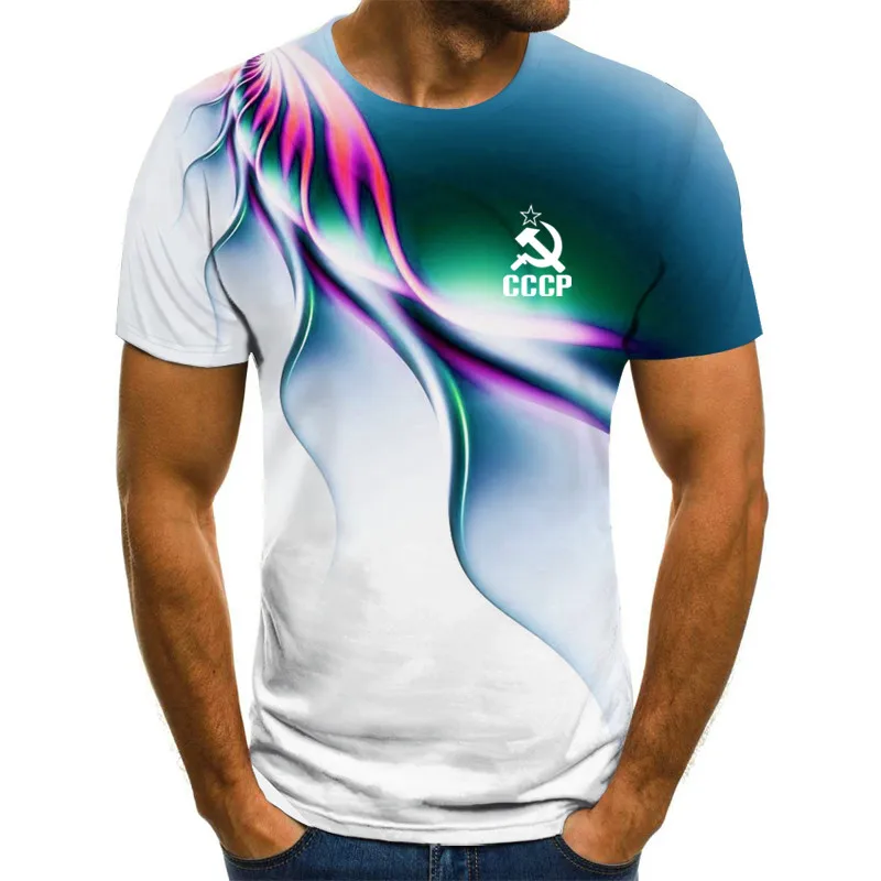 

2021 New Summer Men's T-shirt CCCP Russia T-shirt Male Soviet Union Soviet Men's Short Sleeve T-shirt Moscow Men Tees O Neck Top