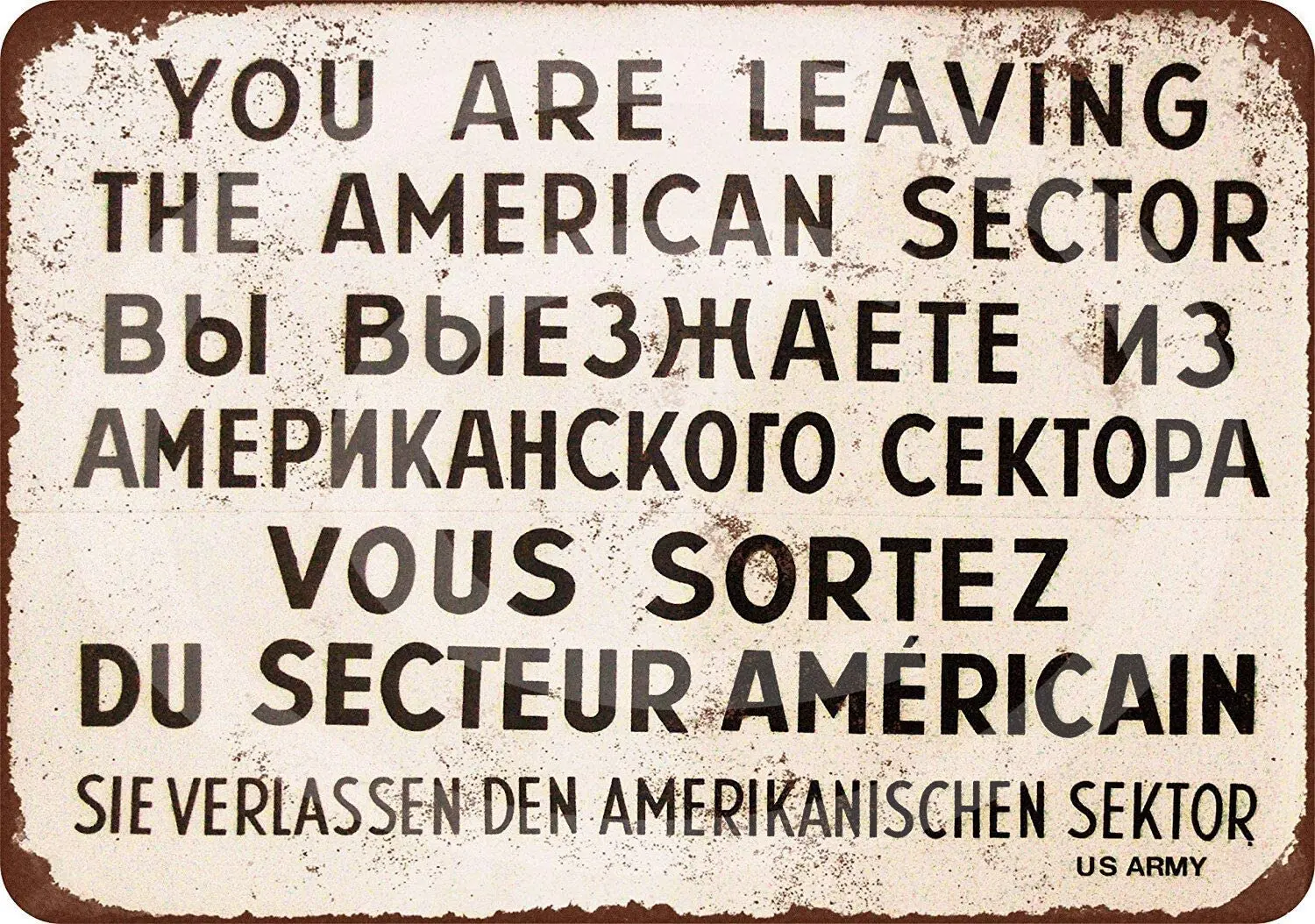 

Metal Signs Vintage Basement Decor Art 1962 Checkpoint Charlie Berlin Wall Vintage Look Tin Sign 8" x 12" Retro Novelty Pub Wall