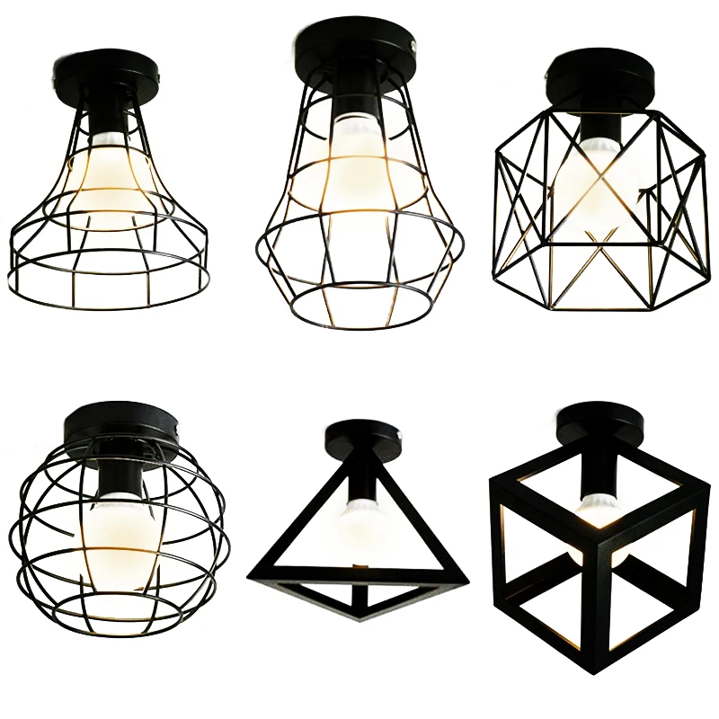 

Vintage E27 Ceiling Lamp For Living Room Bedroom Nordic Wrought Iron Retro Corridor Aisle For Living Room Bar LED Ceiling Light