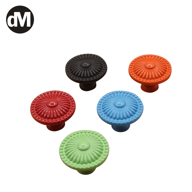 

DM 10pcs Modern Button Shape Multicolored European Style Ceramic Door Handle Single-Hole Wardrobe Cupboard Drawer Knob Furniture