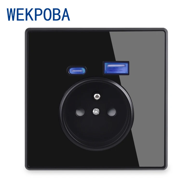 Розетка WEKPOBA с интерфейсом Type-C настенная розетка из поликарбоната/акриловой