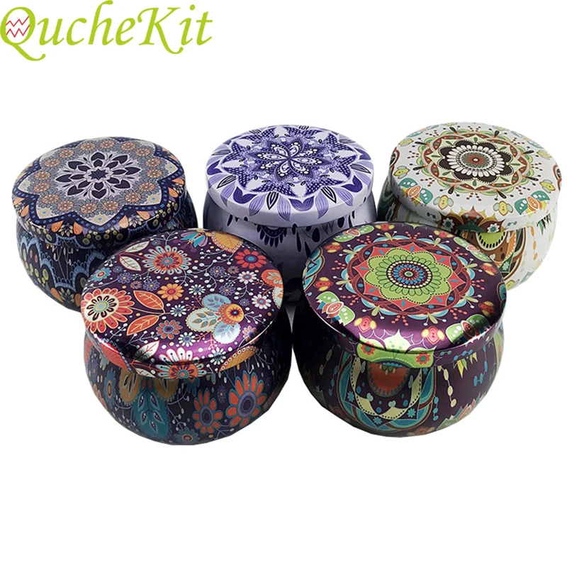 Металлическая жестяная свечная коробочка в цветочном дизайне чайные банки