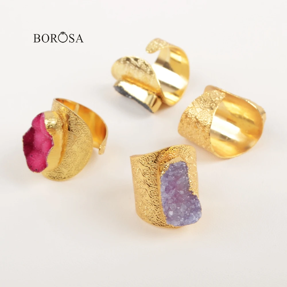 BOROSA 1 шт. свободной формы окрашенный цветной кулон агат Друза Жеода кольцо для
