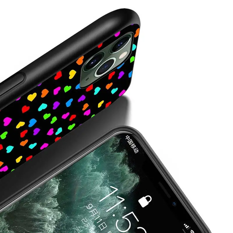 Colorful Polka Dots For iPhone 12 Pro Max Mini 11 Pro XS Max X XR 6S 6 7 8 Plus 5S  Bright Black Phone Case images - 6