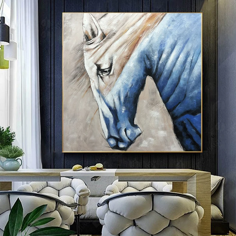 

Nordic Pure hand-painted Oil Paintings Abstract Animal Horse Head Office Study Decorative Painting Modern Paintings Large Size