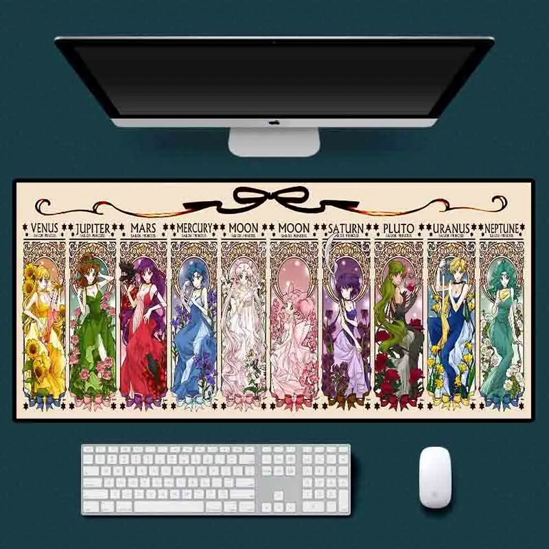 

XGZ Big Mouse Pad Beautiful Girl Comic Pattern Game Mouse Pad Non-slip Black Seaming Office Computer Carpet Table Mat