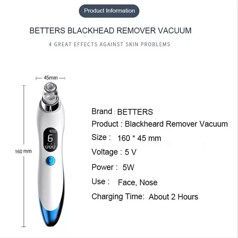 Электрический вакуумный пылесос для очистки лица удаление черных точек машина