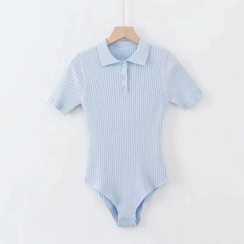 Женский трикотажный комбинезон однотонный с коротким рукавом классическое