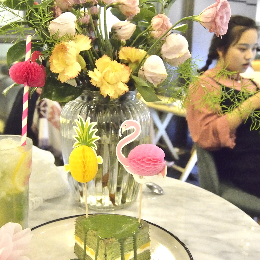 Розовый фламинго или желтый ананас кекс Топпер тропический хавиан Луау