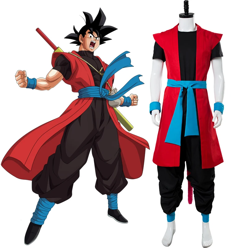 DBS Heroes: Universe Mission Time Patrol Saiyan Son Goku: Xeno Zeno Red Goku Kakarot Outfit Cosplay Costume C018