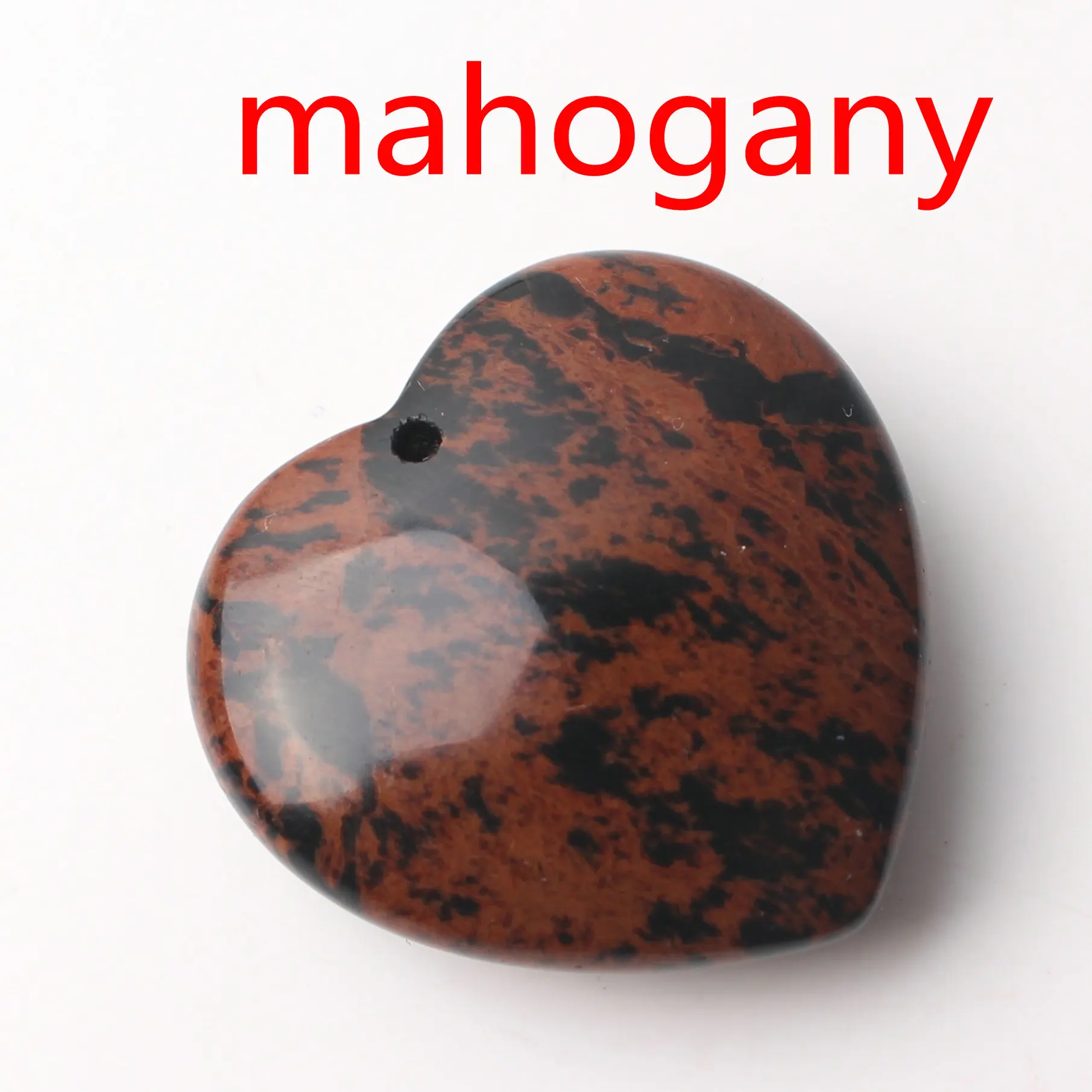 Mahogany obsidian Натуральный кристалл Аметист Роза Кварц сердце форма кулон с отверстием ожерелье аксессуары ювелирных изделий камень, реики целебный подарок - Цвет: Mahogany obsidian