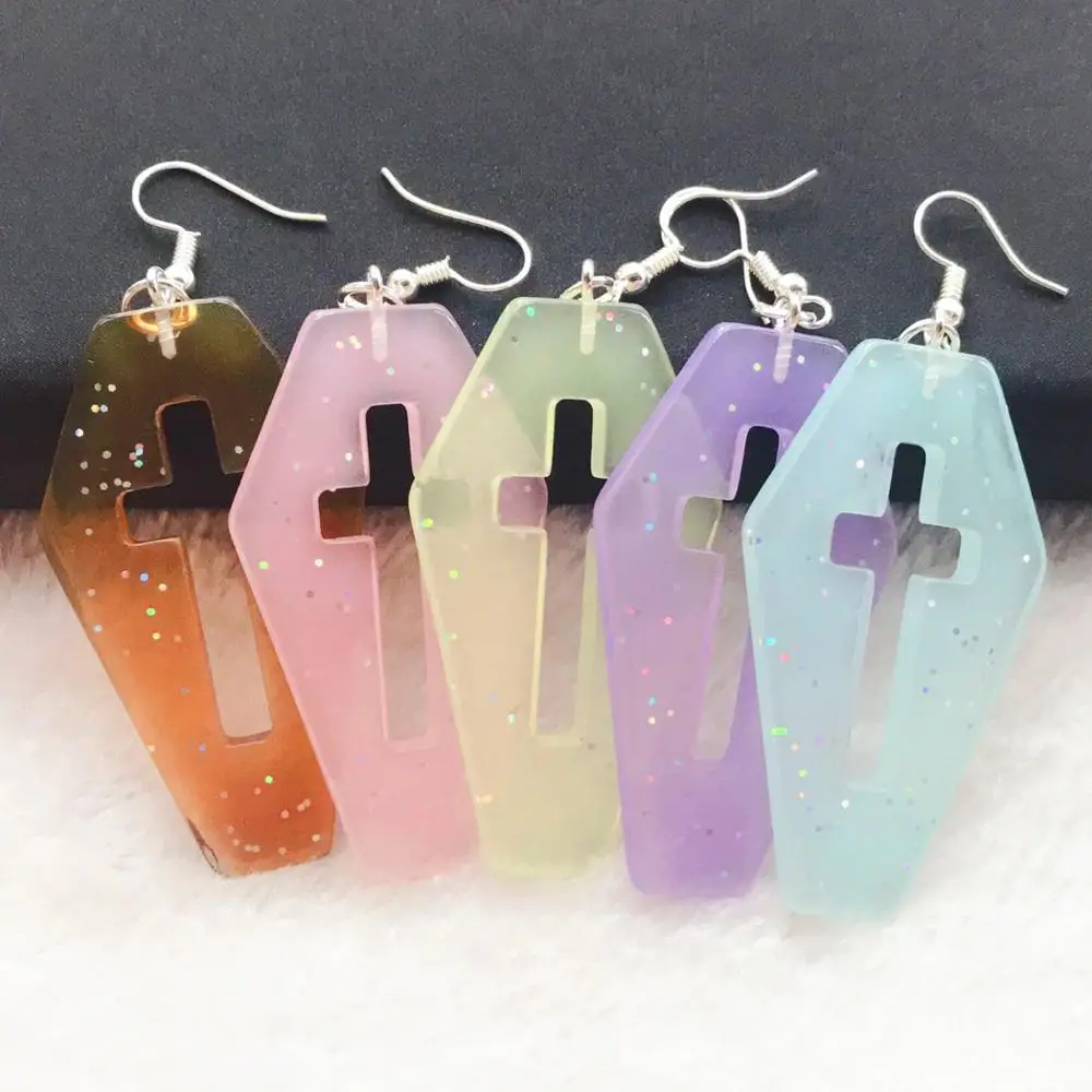 1 пара Женские Висячие серьги большие размеры с вырезами гроб плансетт плоская