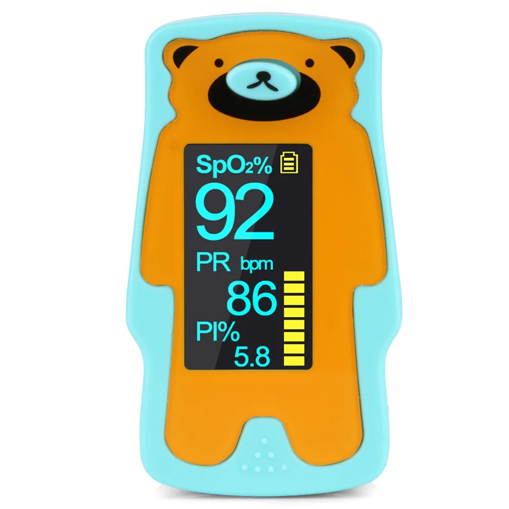Пульсоксиметр Пальчиковый детский двухцветный OLED дисплей насыщение крови