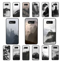 fhnblj black white forest mountain mist phone case for samsung note 5 7 8 9 10 20 pro plus lite ultra a21 12 02