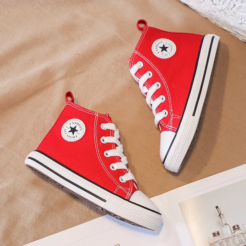 

Children-parent high top canvas shoes spring new boys and girls high-top fashion sports shoes baby white soft candy canvas
