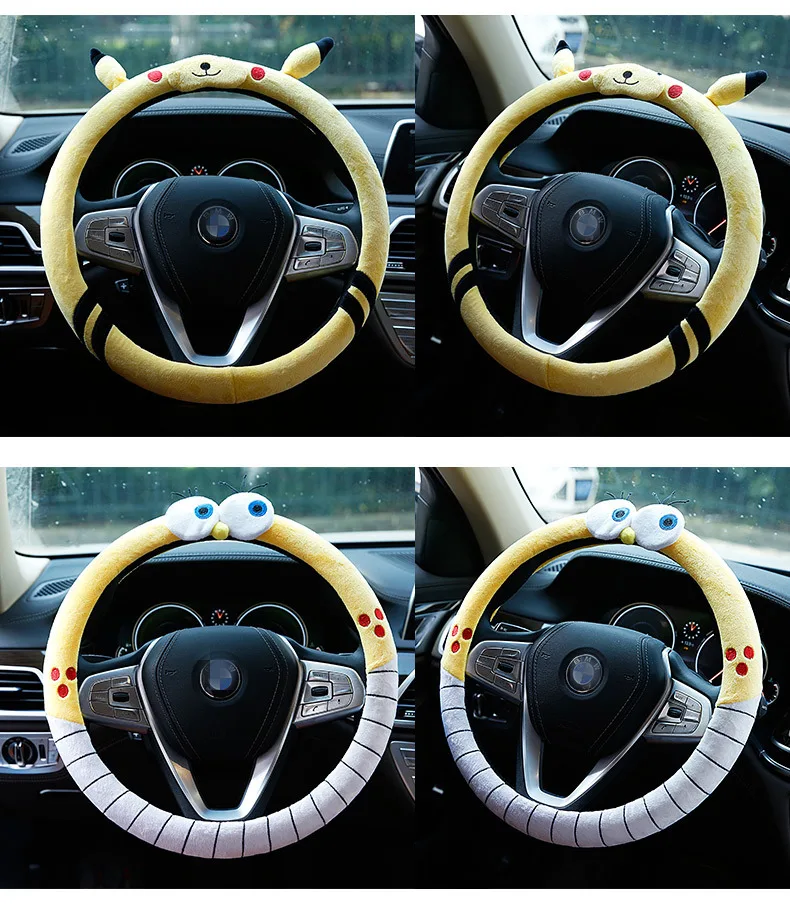 car steering wheel cover universal cartoon mouse plush winter summer lovely bowknot cute ears wholesale car interior accessories free global shipping