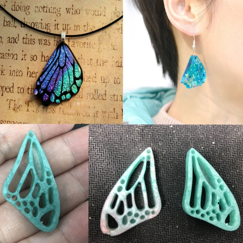 

Handmade Butterfly Pendant Earrings Keychain Silicone Mold with Hole Butterfly Wing Resin Casting Mold Craft Tools