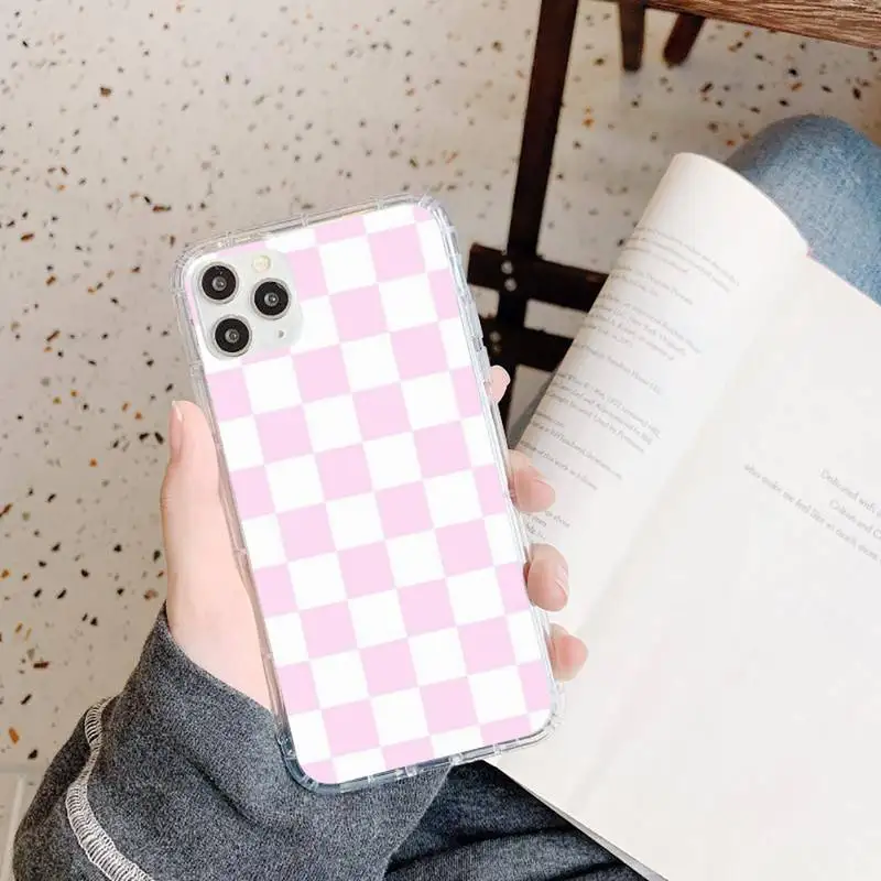 

Checkerboard Plaid Checked Checkered Phone Case Transparent for iPhone 11 12 mini pro XS MAX 8 7 6 6S Plus X 5S SE 2020 XR
