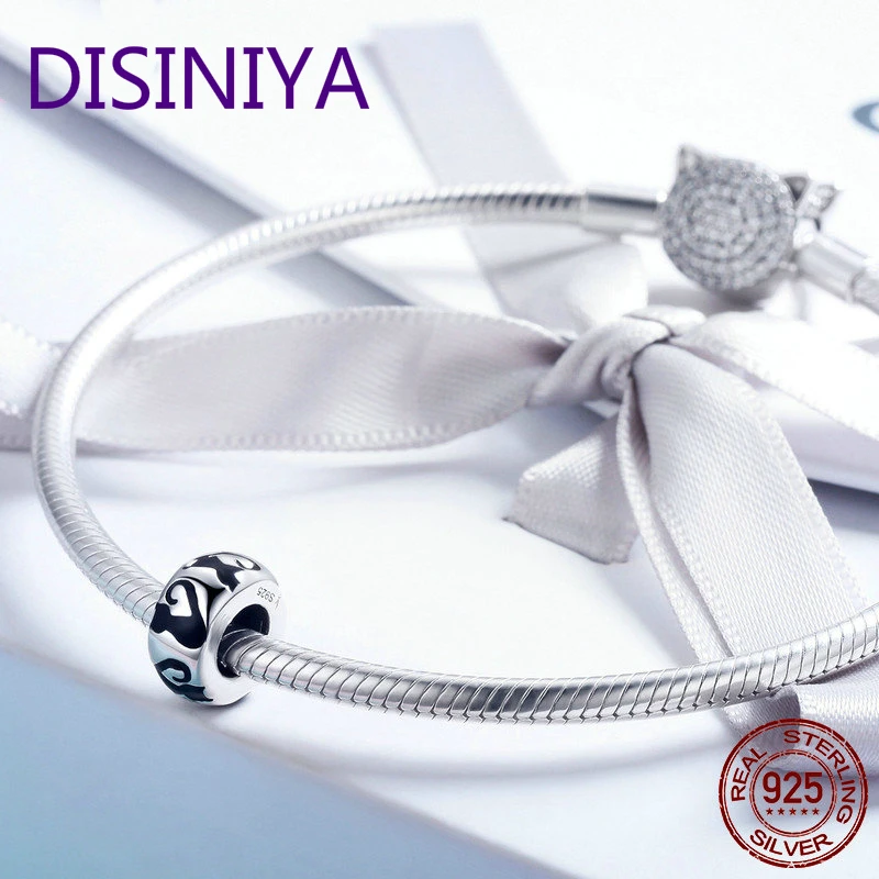 Модные штабелируемые длинные эмалированные бусины из стерлингового серебра 925