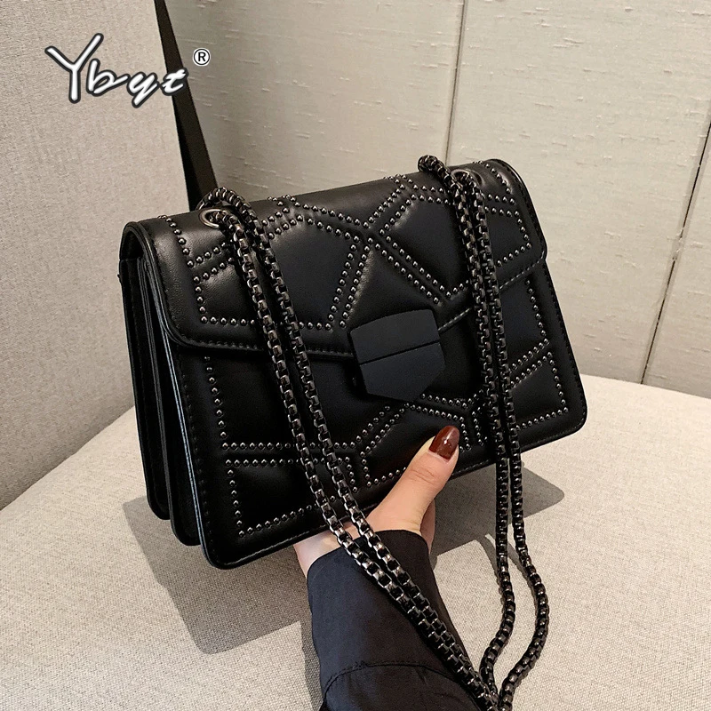 

Женская сумка через плечо YBYT, из искусственной кожи, с заклепками, на цепочке