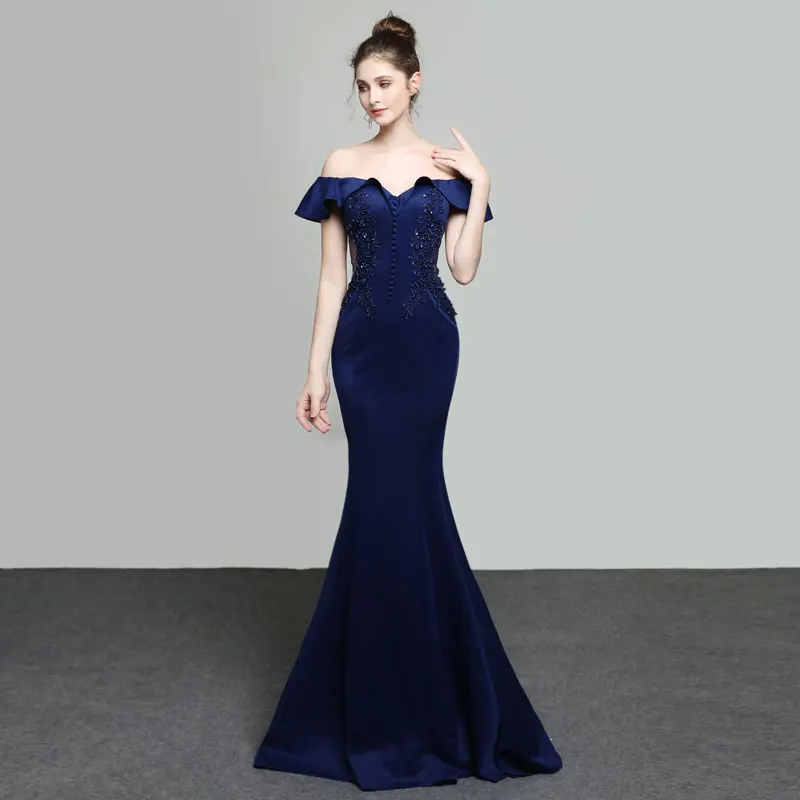 Женское атласное платье Русалка эластичное вечернее с бусинами и открытыми