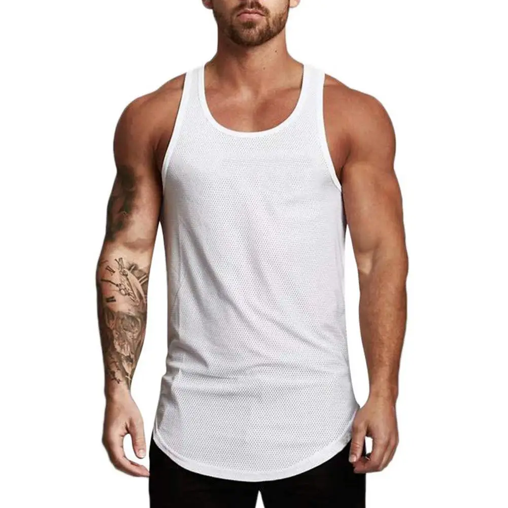 

Summer Men Sleeveless Tank Top Breathable Mesh Bodybuilding Sport Fitness Vest