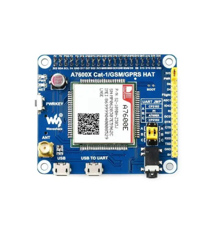 A7600E LTE Cat 1 HAT для Raspberry Pi низкоскоростной модуль 4G 2G GSM / GPRS Юго Восточной Азии