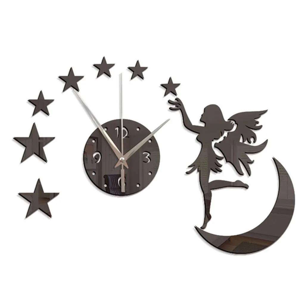 Moon Stars Angel Girl Art роскошный дизайн сделай сам Съемный 3D кристалл зеркальные