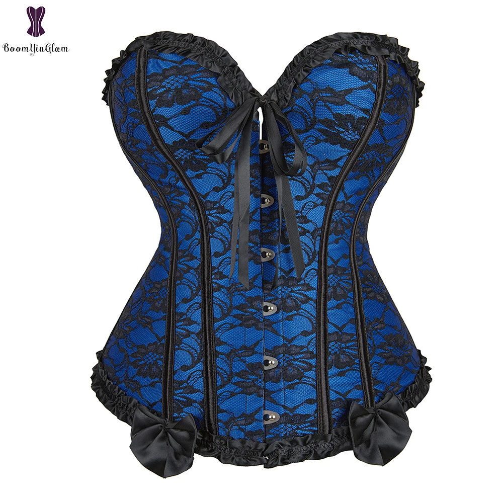 

Sexy Corset Overbust Women Corsets Elastic Boned Gothic Bustier Lace Overlay Cosplay Korset Outfit Plus Size 6XL Gorset Corselet