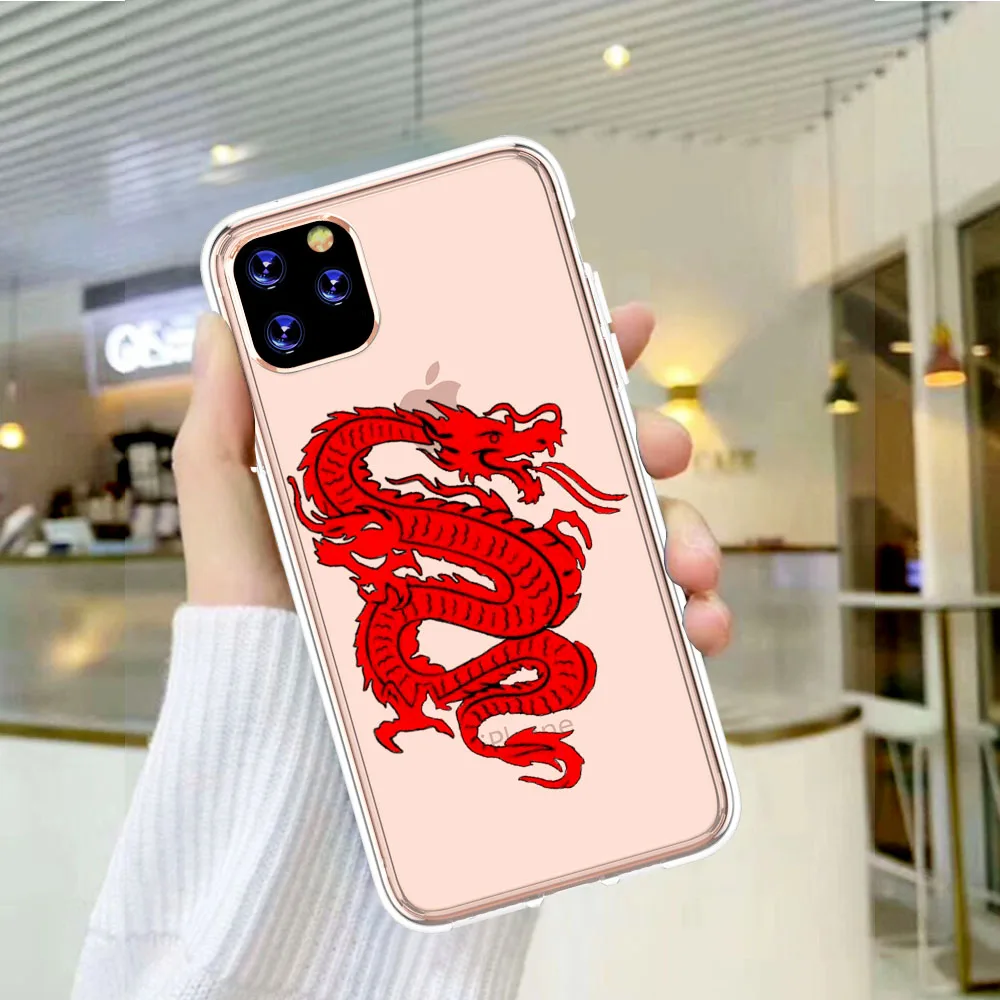 

Fashion Cool Dragon Clear Phone Case For iPhone 11 12 Pro Max 8 7 6 6S Plus XR X XS Max SE 2020 TPU Soft Silicone Back Cover