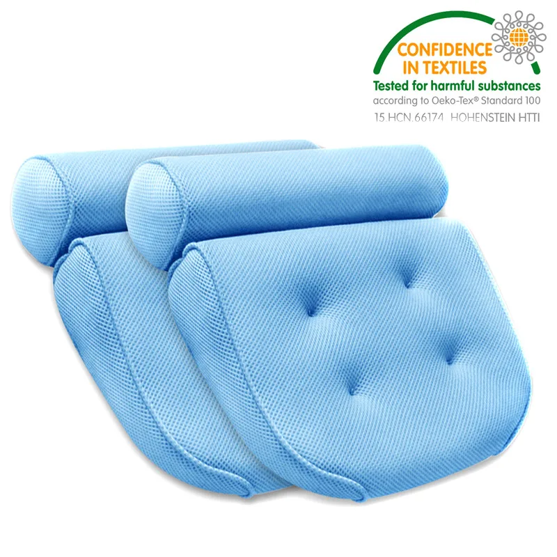 

1 Pcs Anti-slip 3D SPA Breathable Home Bath Pillow Head Neck Rest Relax 4 Suction Cup SLC88