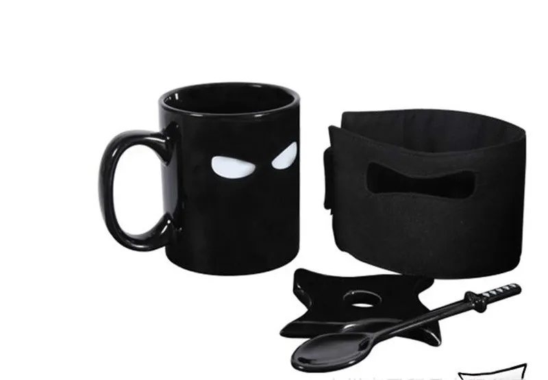 

Thumbs up ninja mug with coaster mixing spoon removable thermal insulation cup cover