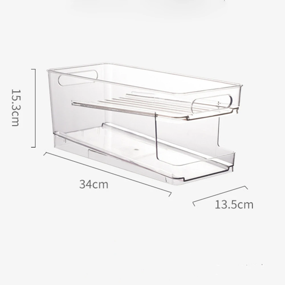 

Rolling Refrigerator Organizer Bins Soda Can Storage Rack Container Drink Beverage Dispenser for Freezer