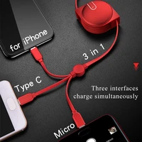 3 in 1 usb charge cable for iphone 13 12 micro usb type c cable retractable portable charging cable for iphone x 8 samsung
