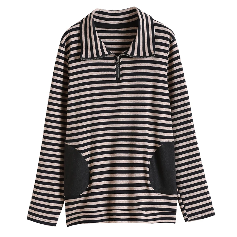 

2020 spring stye cotton Women's Shirts striped plus size 4XL elegant loose blusas Women Blouse Fashion New mother tops