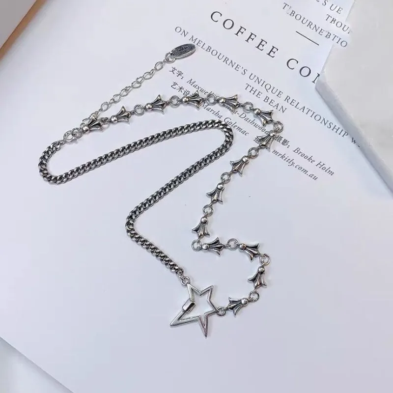 Крутое винтажное ожерелье BONLAVIE на цепочке до ключиц из тайского серебра подарок