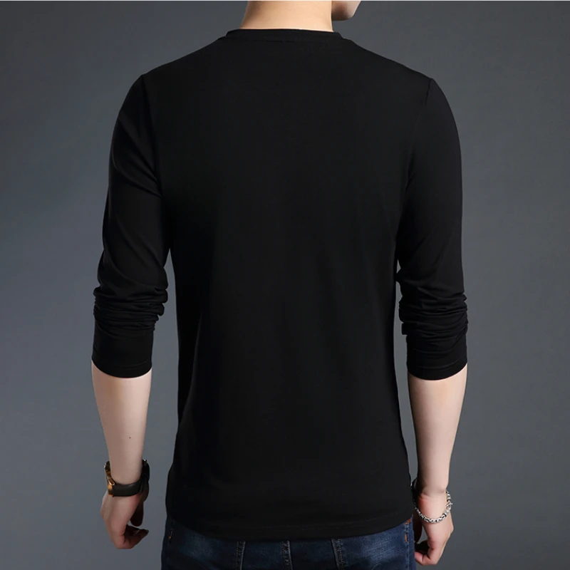 

Tshirt 2020 New Mens Cotton Long Sleeve Solid Tshirt Slim Fit Tees Fashion Mens Clothing Casual Streetwear Mens Workout TShirts