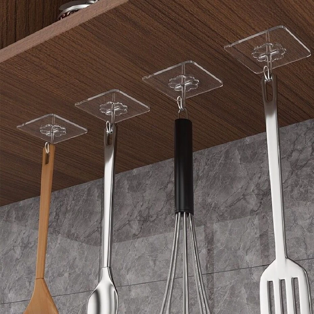 

30PCS Strong Self Adhesive Door Wall Hangers 6*6CM Punch-free Hooks Suction Heavy Sucker Kitchen Accessories Free Shipping