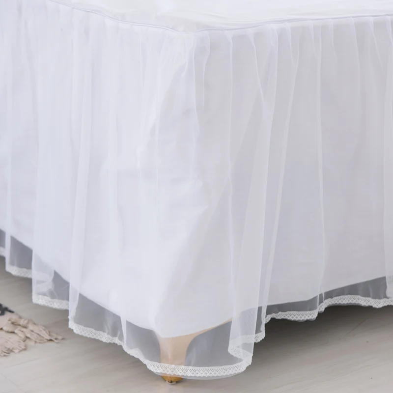Комплект постельного белья из 100% хлопка с наволочкой и кружевной юбкой | Дом сад