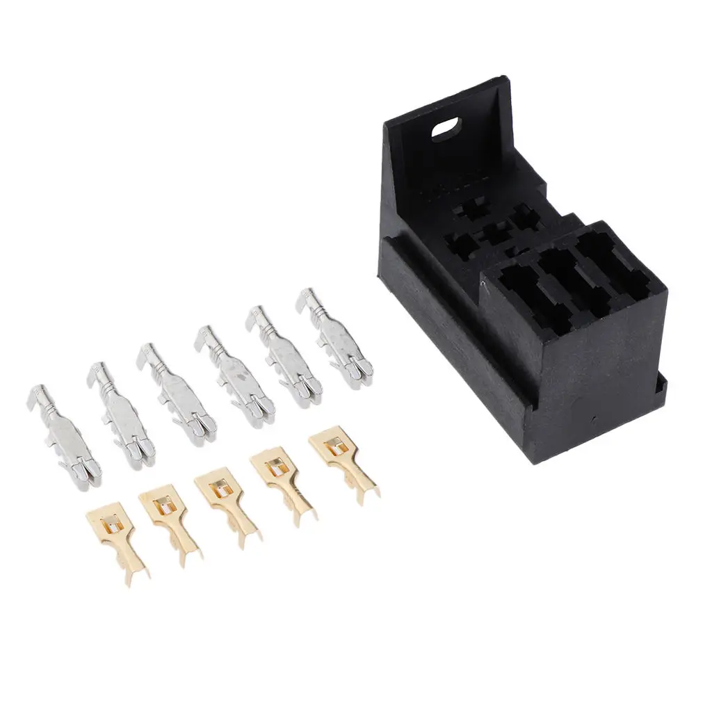 

12V Automotive 3 Way Fused Relay Socket 25A 8-Pin with Copper Terminals