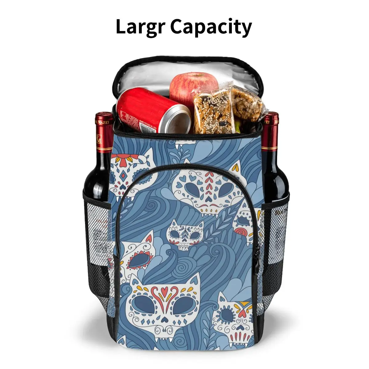 

Cat Skull Thermal Backpack Waterproof Thickened Cooler Bag Large Insulated Bag Picnic Cooler Backpack Refrigerator Bag