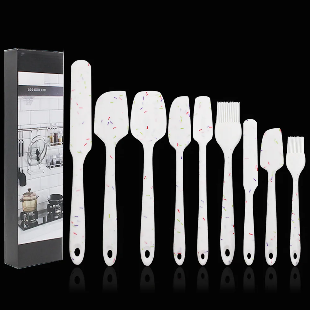 9 pcs/set Multicolor Food Grade Non Stick Brush Butter Cooking Silicone Spatula Set Cookie Pastry Scraper Cake Baking Tools | Дом и сад