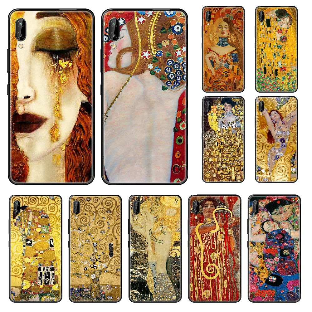 Чехол для телефона Art Kiss By Gustav Klimt Huawei Honor Mate 5 6 7 8 9 10 20 A C X Lite Черный силиконовый