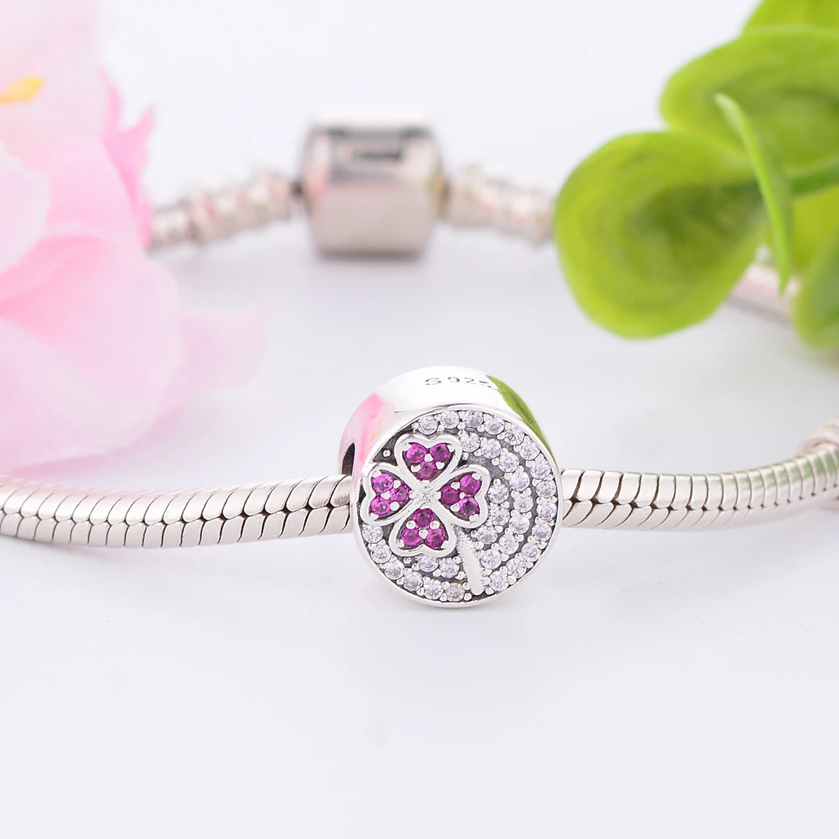 Fits Original brand Charms Bracelet DIY Jewelry Berloque 2019 Spring Authentic 925 Sterling Silver Flower Charm Beads With CZ | Украшения и