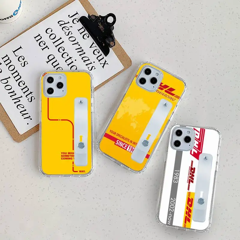

Hot Dhl Express Phone Case Wrist Strap For iPhone 7 8 11 12 X XS XR MINI Pro Max Plus Hand Band Transparent Clear