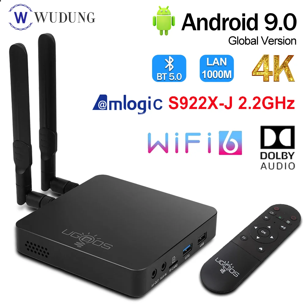 ТВ приставка UGOOS AM6B PLUS Amlogic S922X Android 9 0 DDR4 4 Гб 32 ГБ WiFi6 1000 м LAN Bluetooth 5 медиаплеер 4K HD AM6
