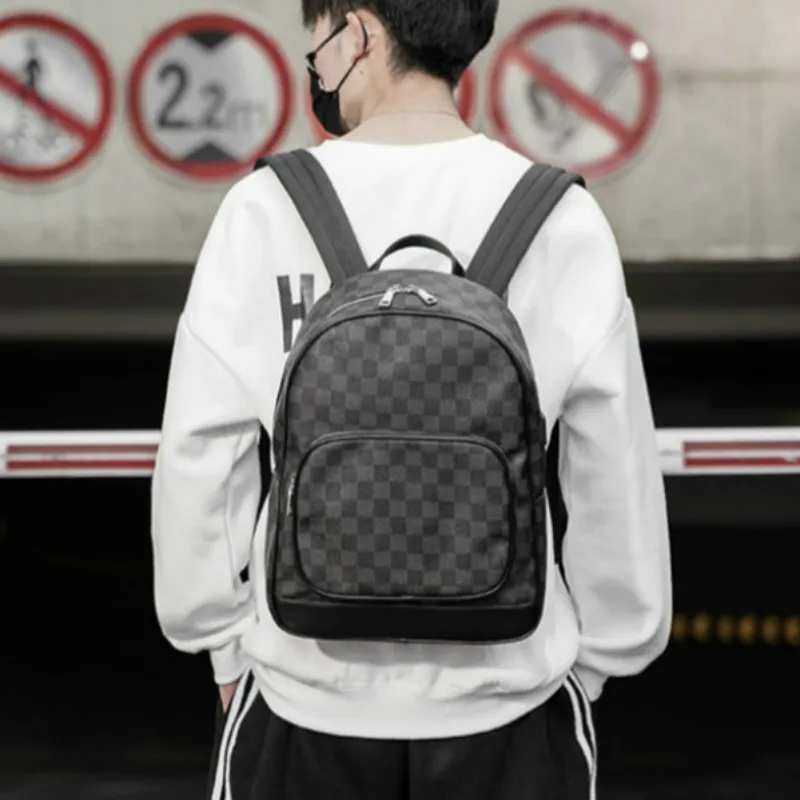 

USB External Charge Men/Women Backpacks Plaid Business/Commuting Man's/Women's Leather Back Bags Laptop/Mochilas/School Backpack