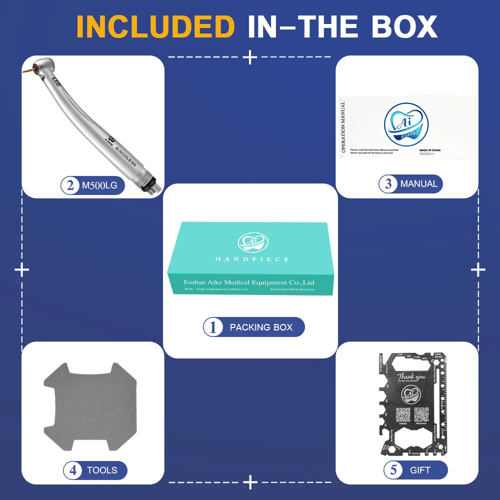 Dental high speed hand piece Led Self-luminous air turbine handpiece 2 holes 4 holes dentist chair parts Small head M500LG