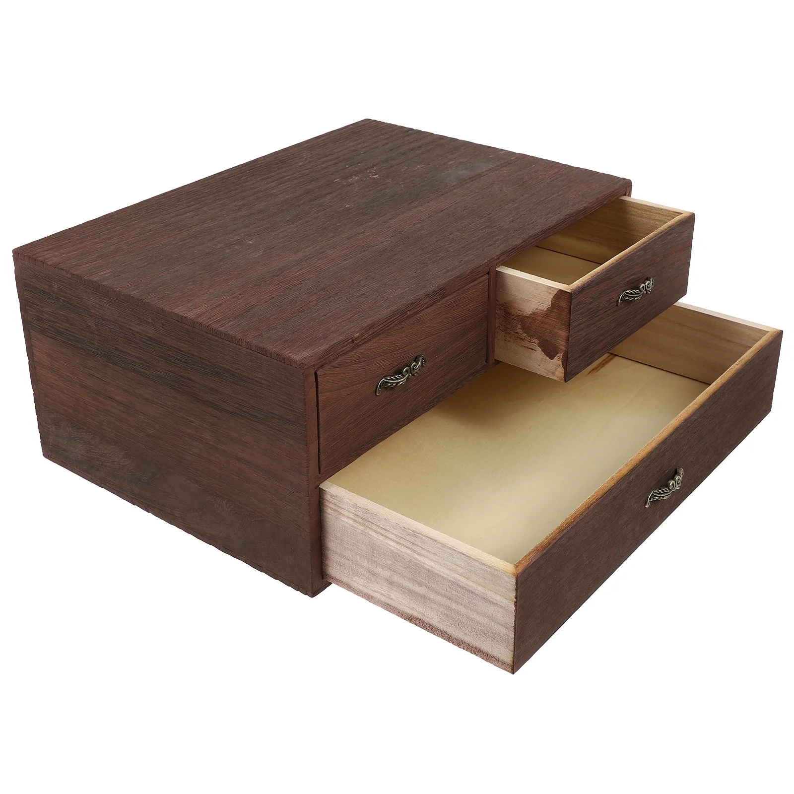 

1pc Wooden Storage Box Cosmetic Towel Storage Case Drawer Type Storage Box