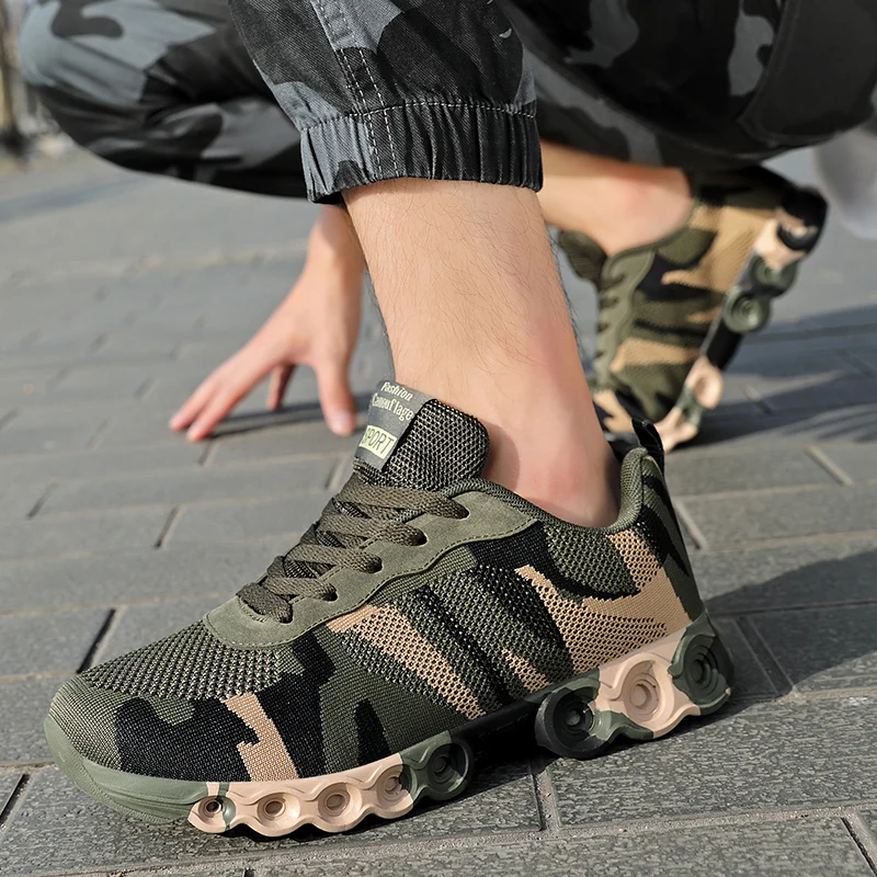 Couple Men Women Running Shoes Unisex Sport Outdoor Autumn Spring Sneakers Breathable Women Camouflage green Gym Jogging Shoes